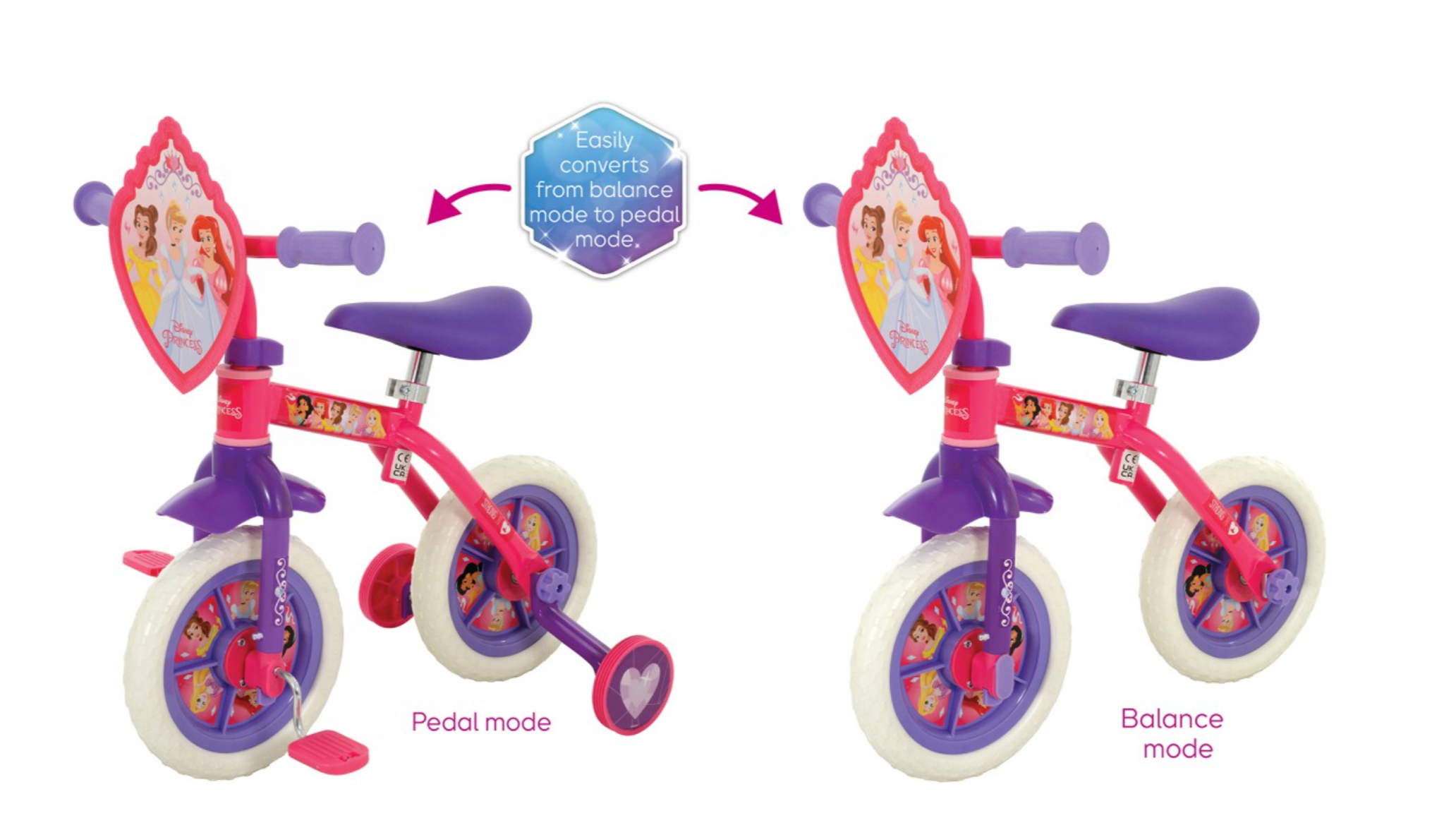 Disney Princess 2-in-1 10-Size Training and Balance Bicycle for Little Princess Fans