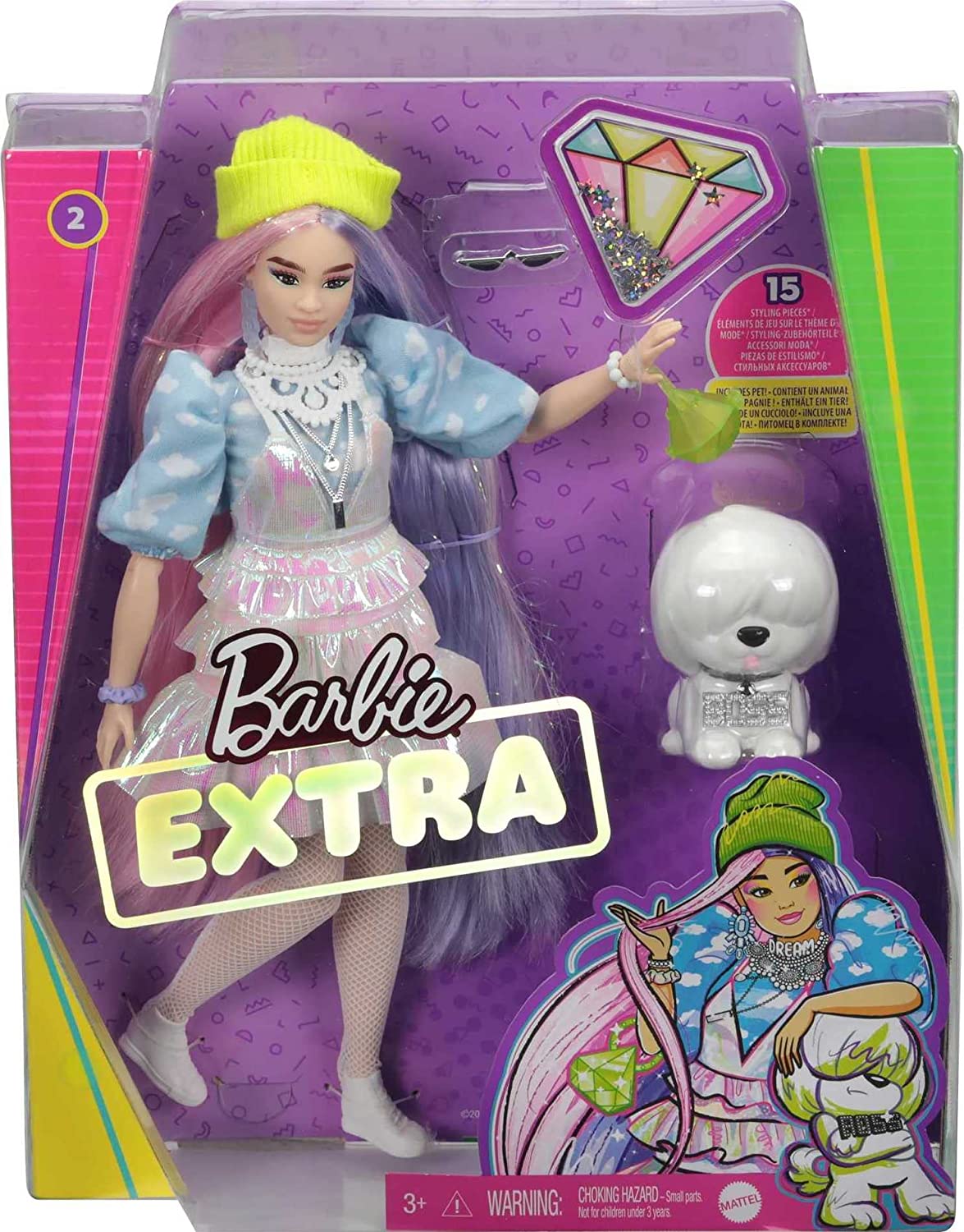 Sparkling Barbie Extra Fashion Doll Set with an Adorable Pet Puppy