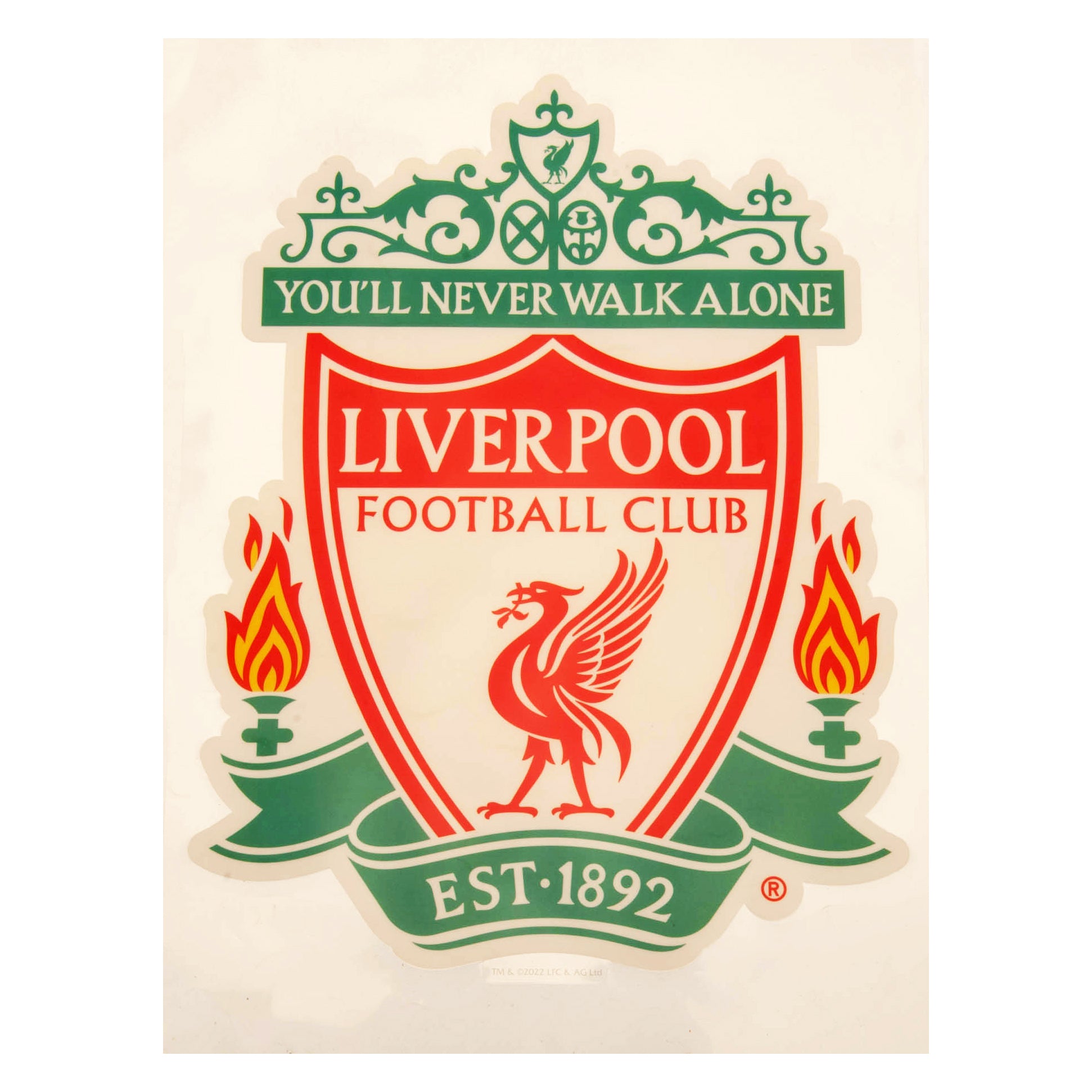 Large A4-Sized Liverpool Football Club Crest Automotive Decal with Glossy Finish