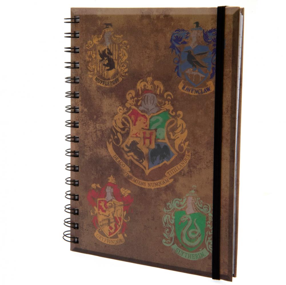 A5 Spiral - Bound Hardback Harry Potter Notebook with House Crests