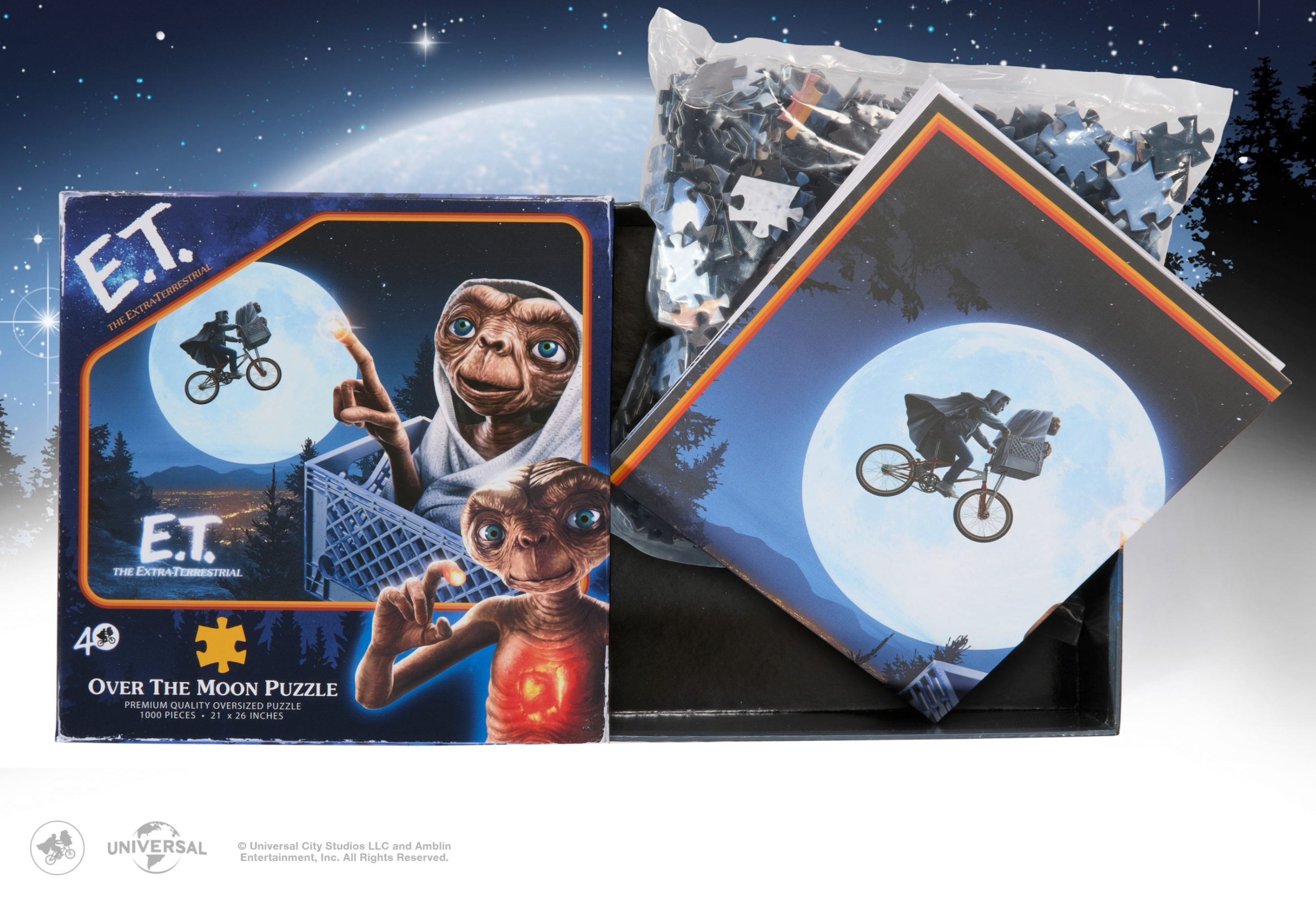 1000-Piece Jigsaw Puzzle - E.T. The Extra-Terrestrial Inspired Over the Moon Scene