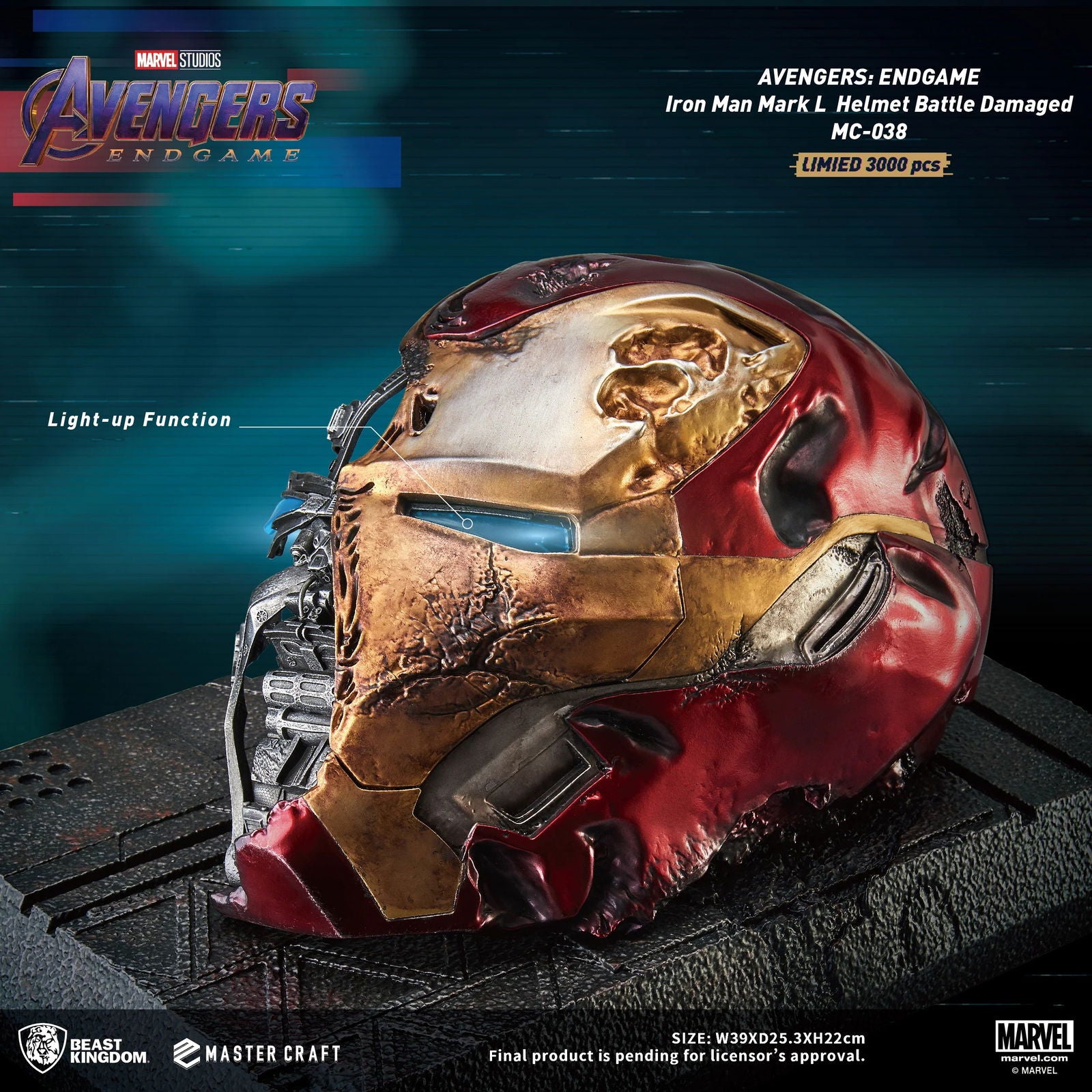 Beast Kingdom Limited Edition Master Craft Statue of Avengers Endgame Battle - Damaged Iron Man Mark - 50 Helmet