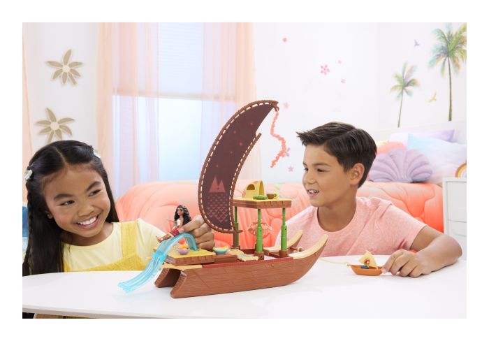 Disney Moana 2 Inspired Foldable Adventure Canoe Playset with Dolls