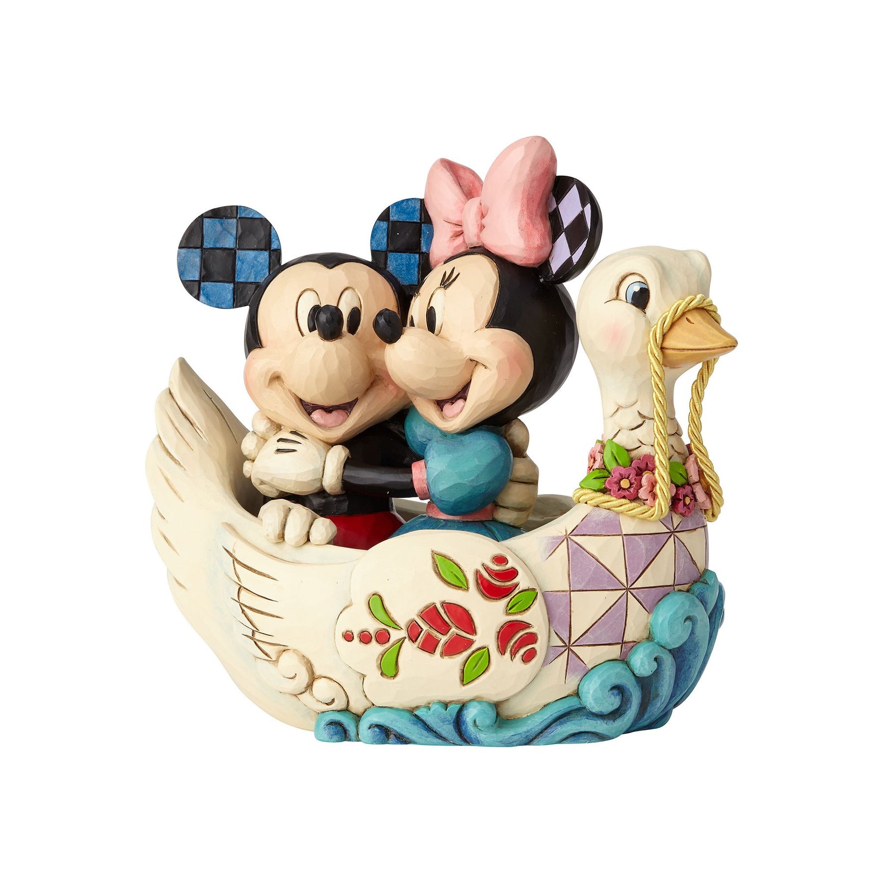 Disney Traditions Collectible Lovebirds Mickey and Minnie Mouse Swan Boat Ride Figurine