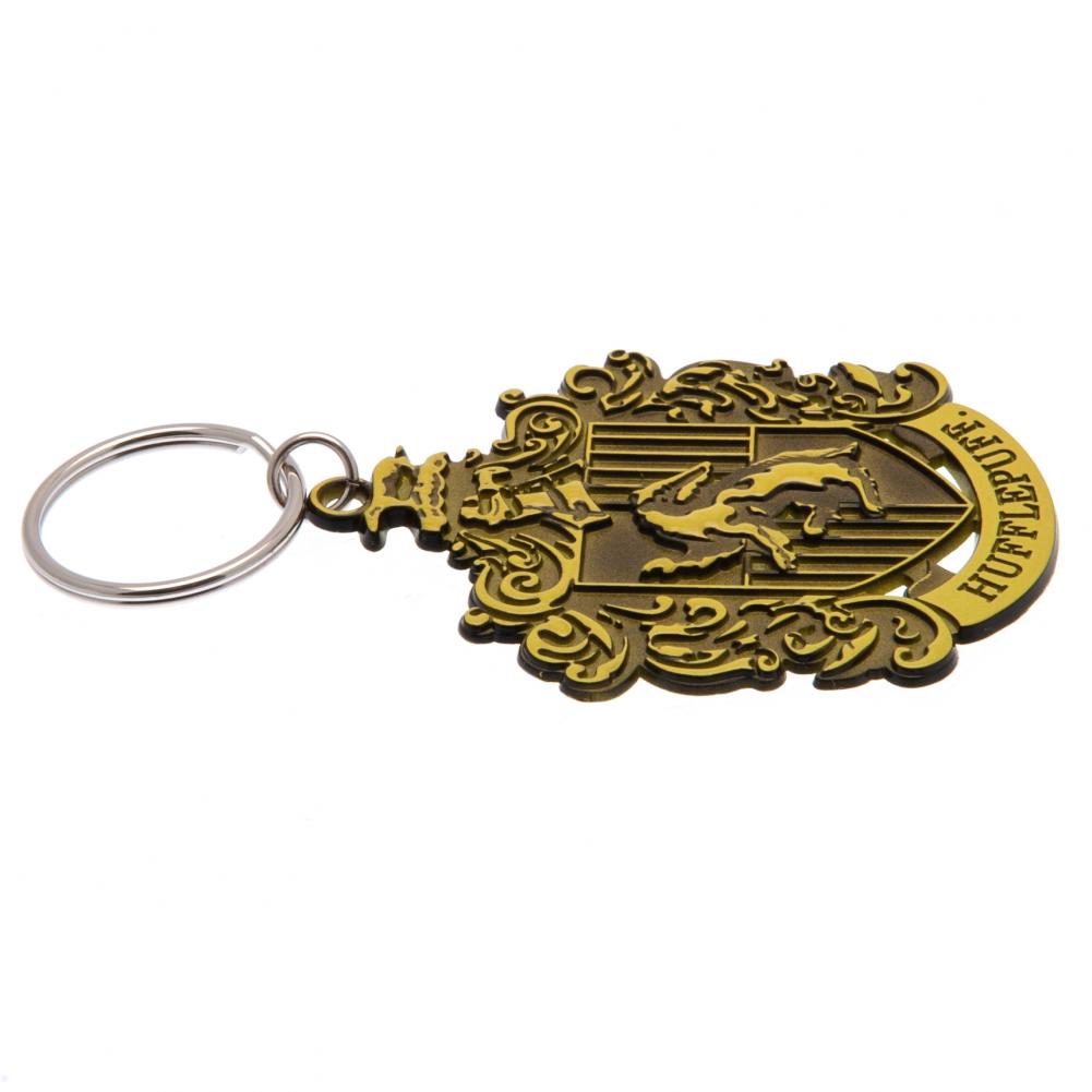 Yellow Hufflepuff House Crest Debossed Metal Keyring from Harry Potter