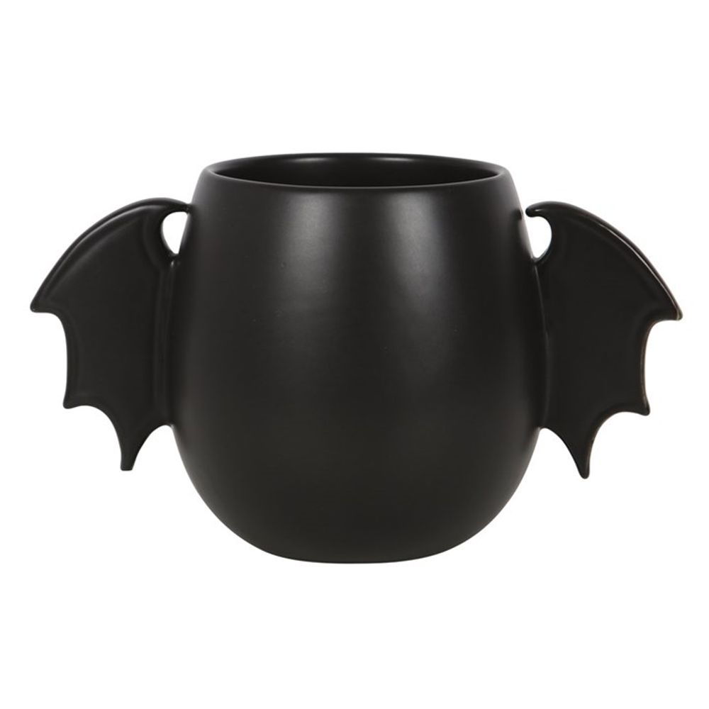 Stylish Bat Wing Design Rounded Black Mug with 500ml Capacity