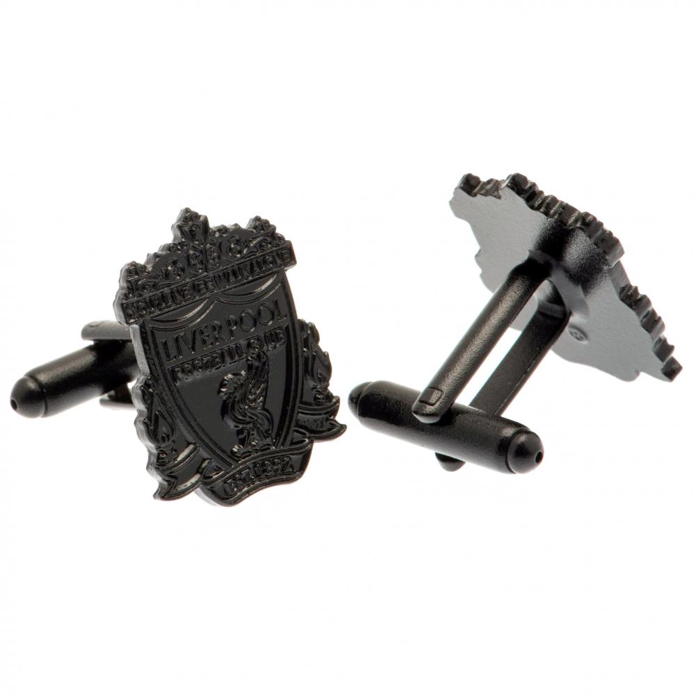 Liverpool Football Club Stainless Steel Black Crest Shaped Formal Cufflinks
