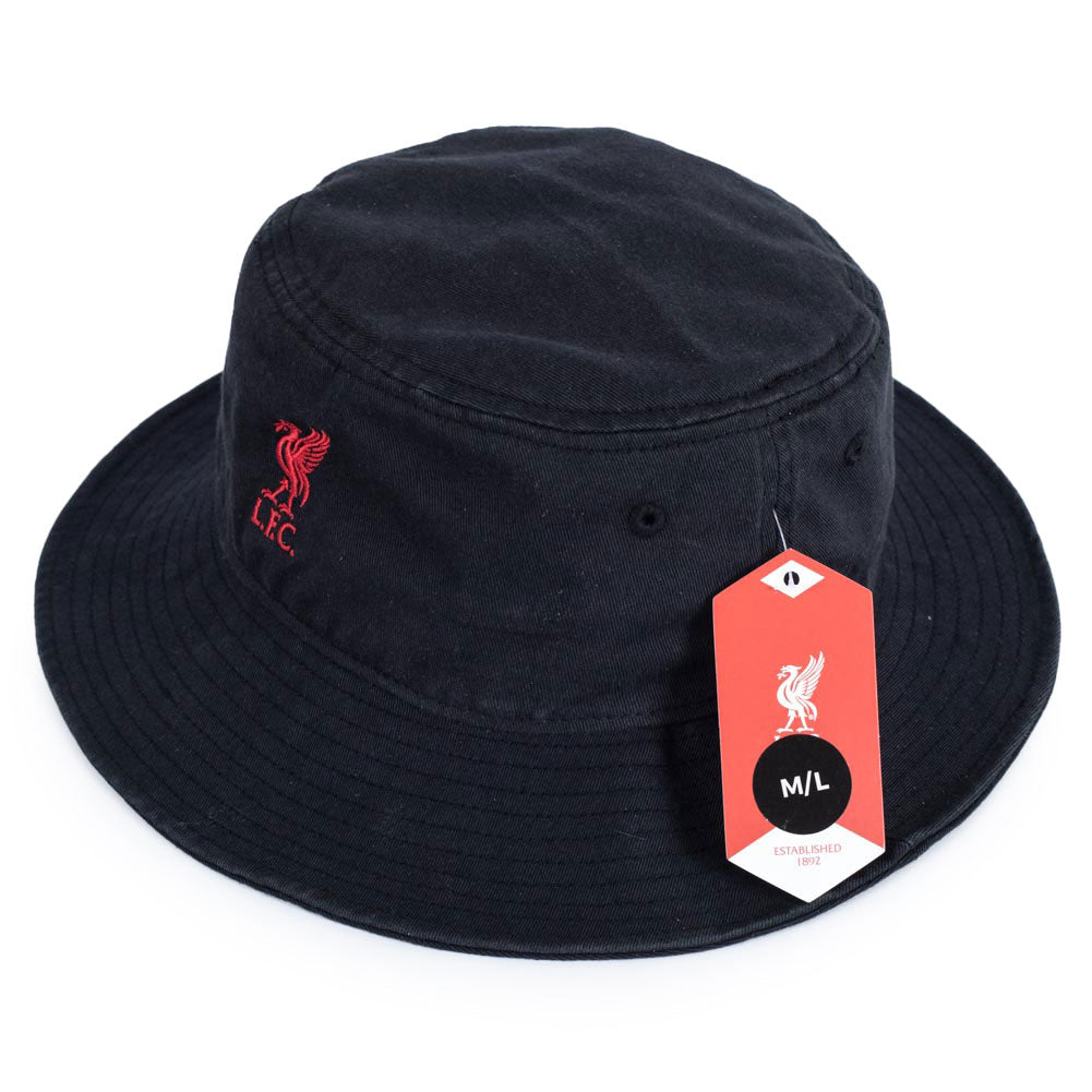 Premium Black Fitted Liverpool FC Bucket Hat with Embroidered Crest