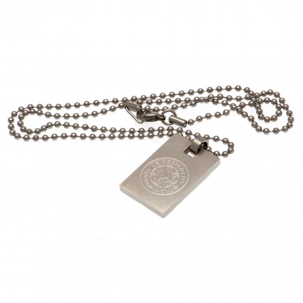 Stylish Stainless Steel Leicester City FC Engraved Dog Tag with Ball Chain
