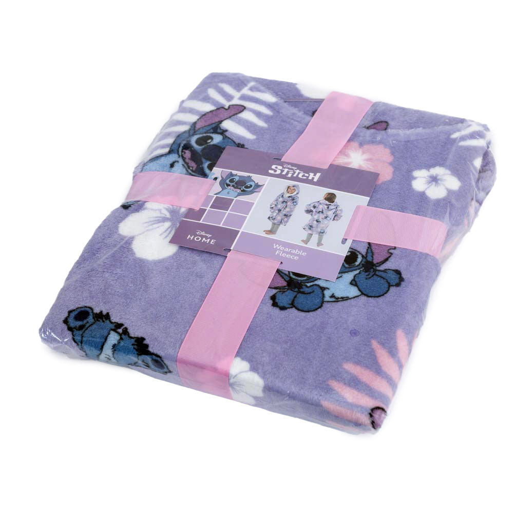 Lilo & Stitch Kids' Wearable Luxury Purple Poncho Blanket with Multi - Stitch Design