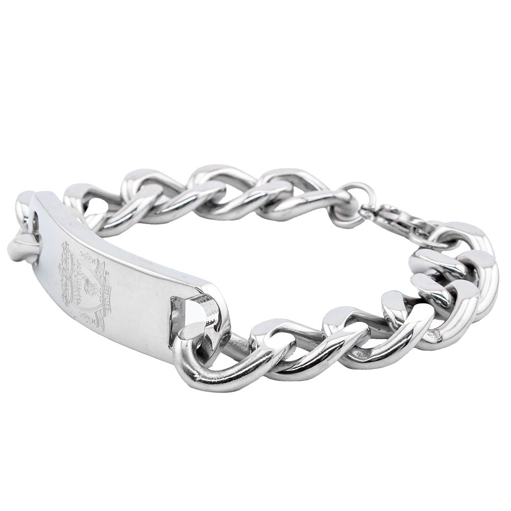 Stainless Steel Chunky Link Liverpool FC Football Club Engraved Plate Bracelet