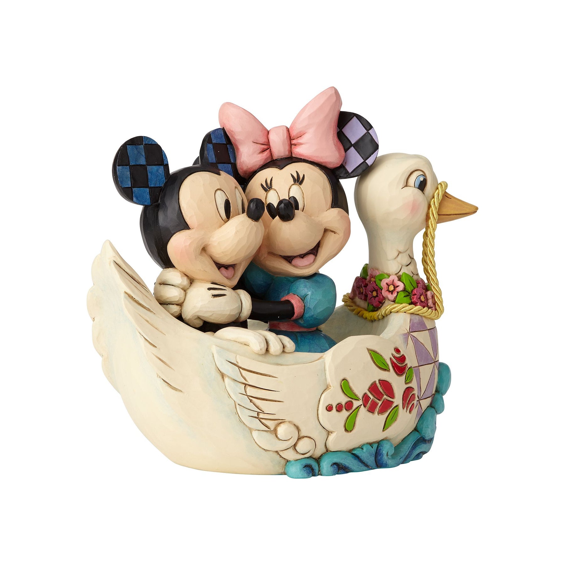 Disney Traditions Collectible Lovebirds Mickey and Minnie Mouse Swan Boat Ride Figurine