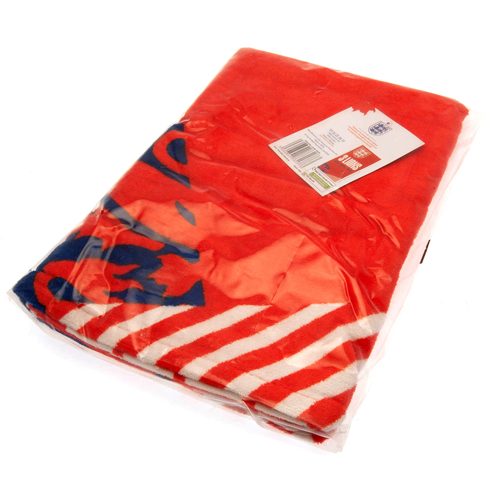 Large and Soft 100% Cotton Velour England FA Beach Towel with 3 Lion Design