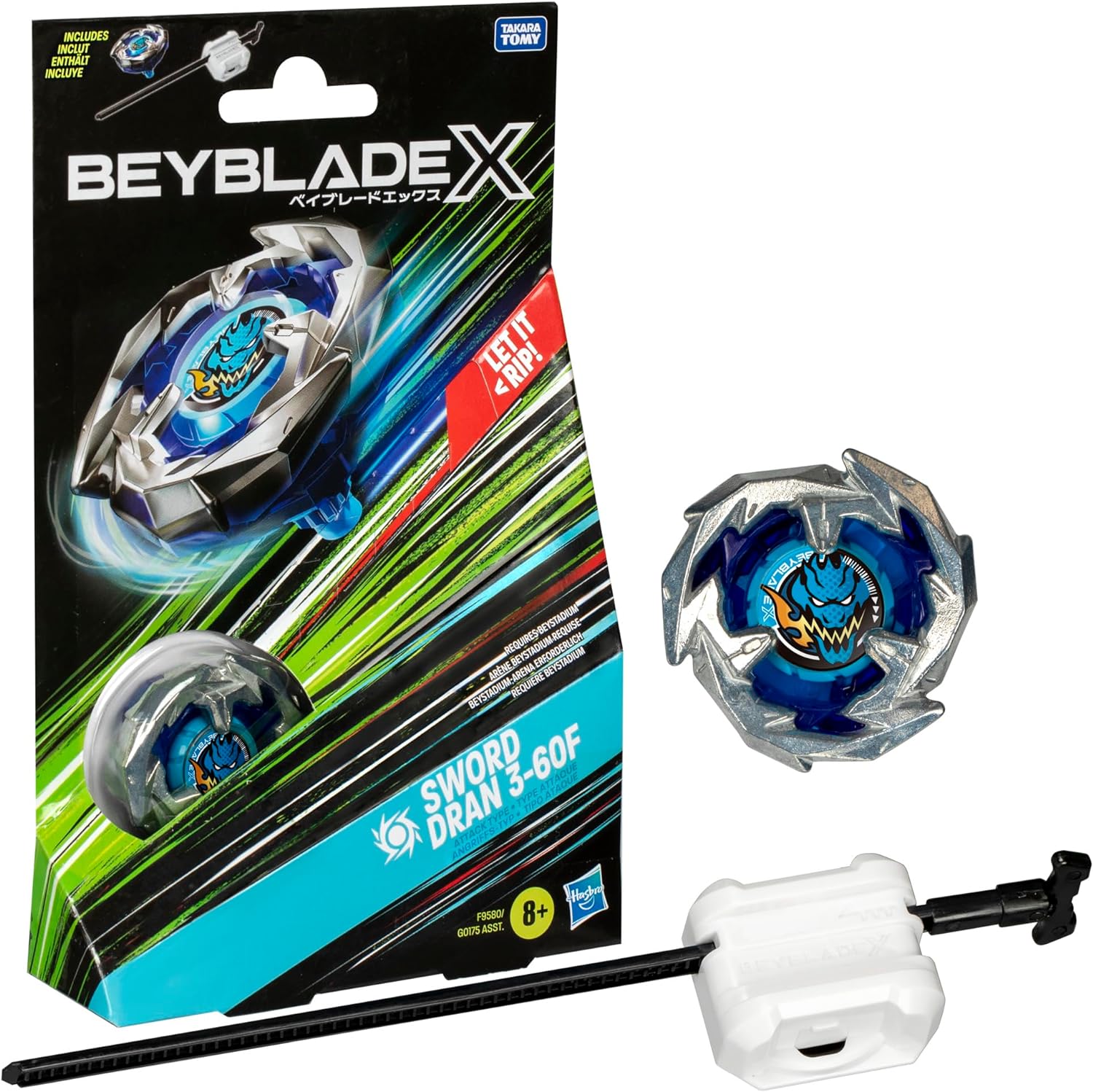 Beyblade X Sword Dran 3 - 60F Starter Set: Top with Authentic Launcher