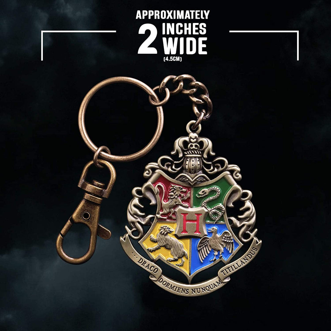 Officially Licensed Harry Potter Collectible Hogwarts Crest Metal Keychain for Fans