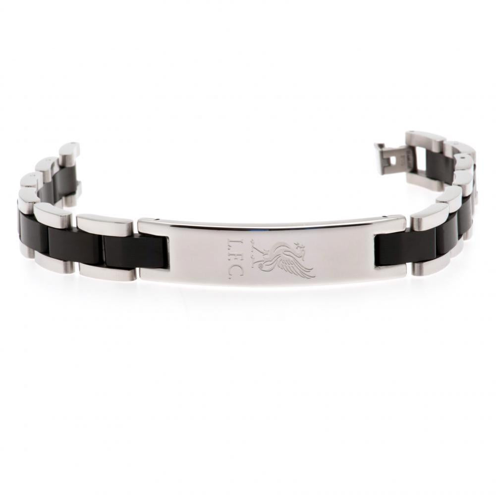 Stylish Liverpool FC Stainless Steel Black Inlay Bracelet for Fans