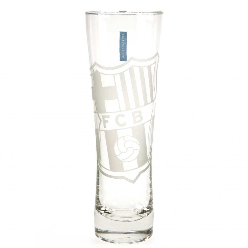 Tall FC Barcelona Beer Glass with Etched Club Crest