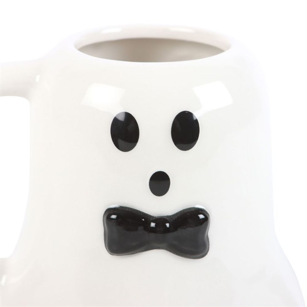 Charming Mr Boo Ghost Mug with a Stylish Black Bow Tie