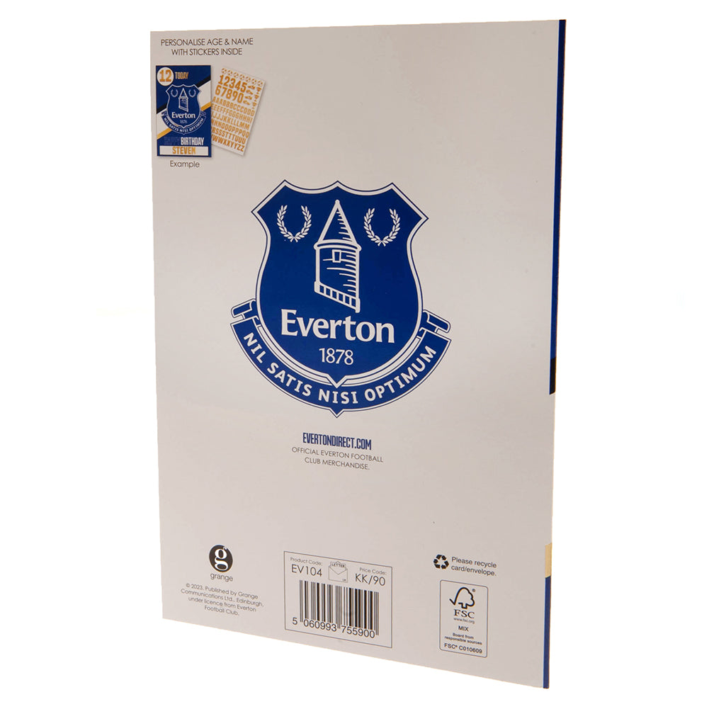 Everton FC Personalizable Birthday Card with Gold Stickers