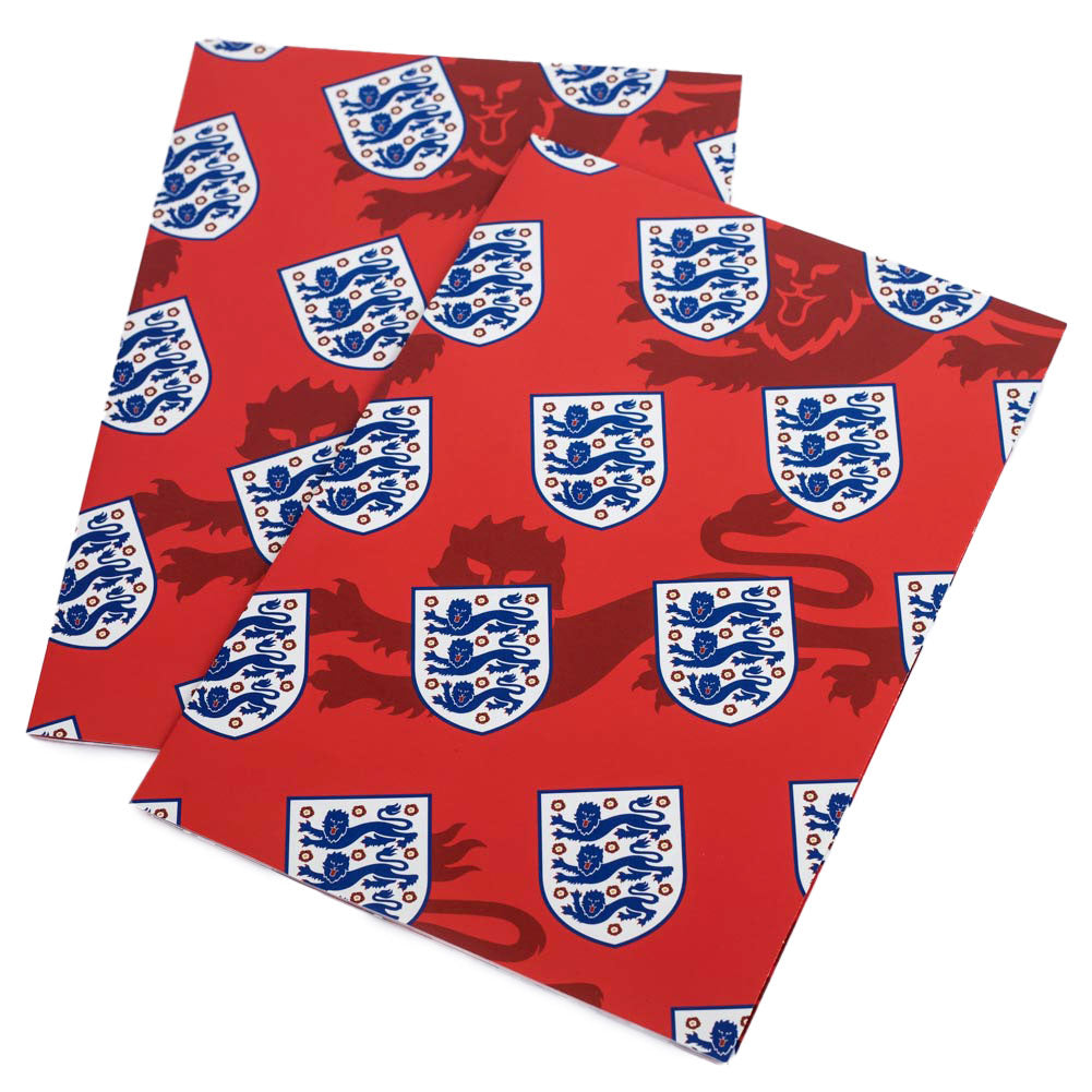 Colorful England FA Crest Repeat Pattern Gift Wrap with Blue Tags