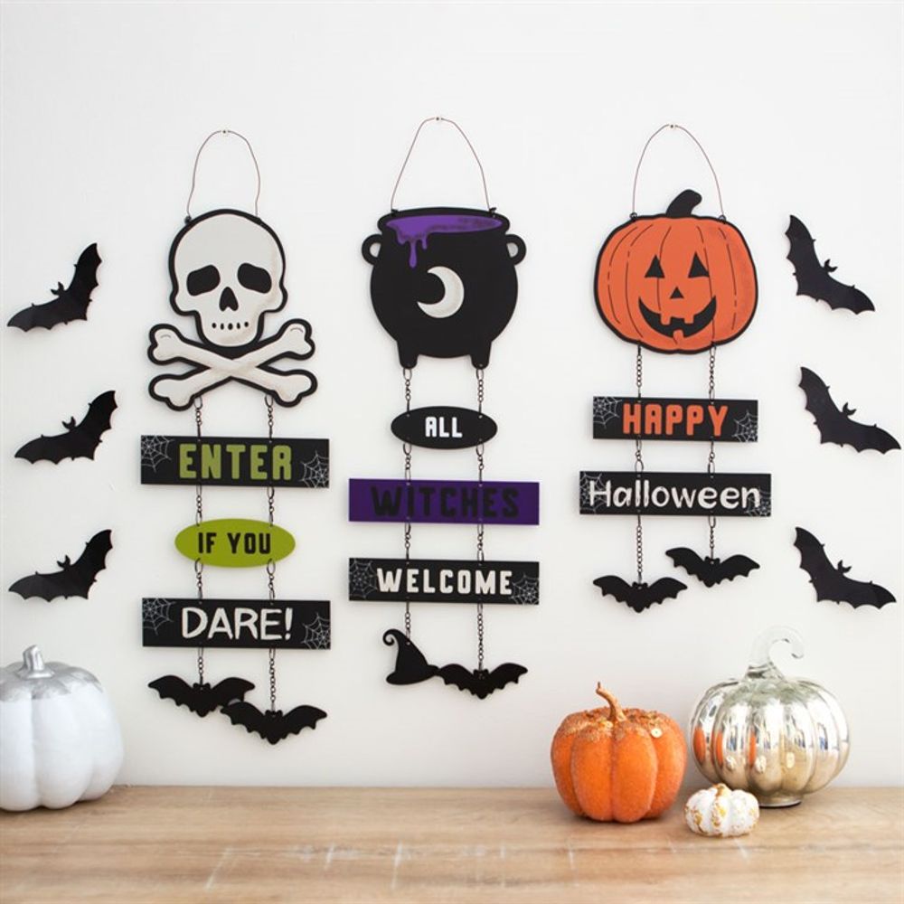 Delightful Halloween Hanging Jack - o'-Lantern Chain Sign