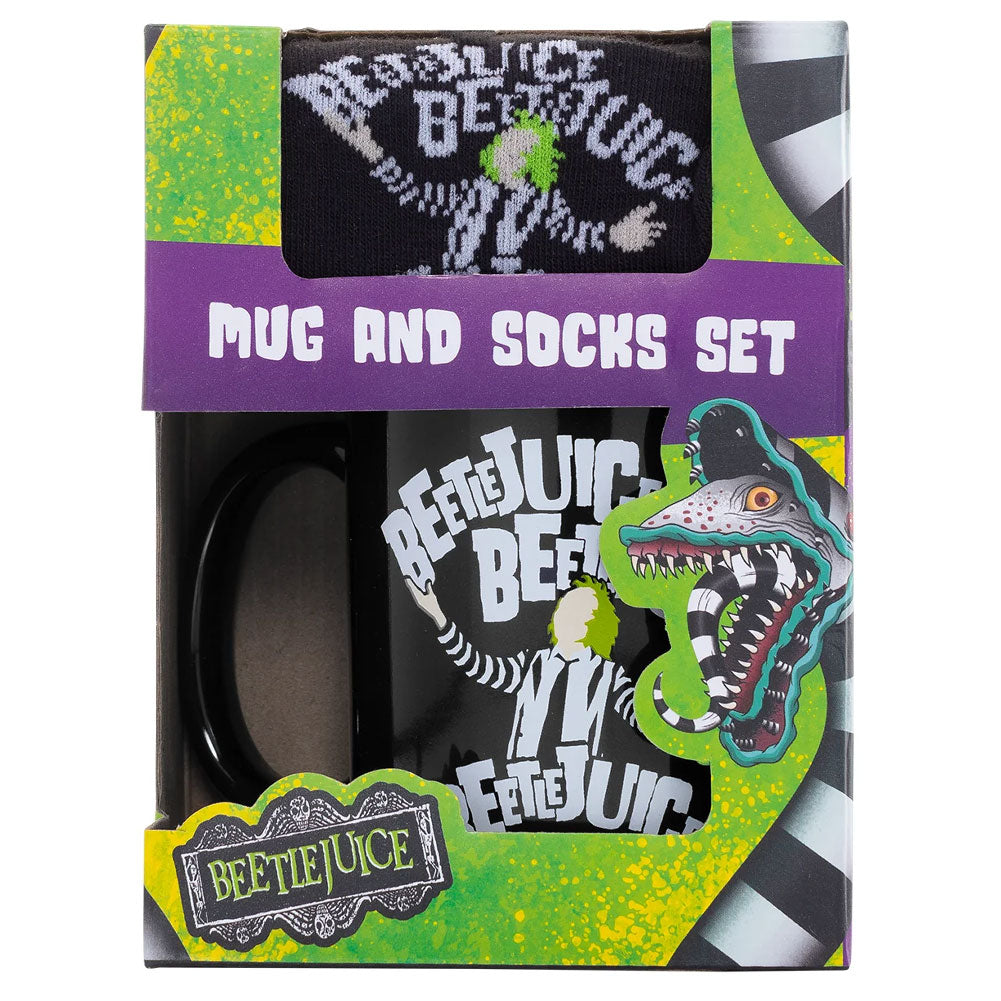 Beetlejuice Themed Ceramic Mug and Cotton Sock Gift Set