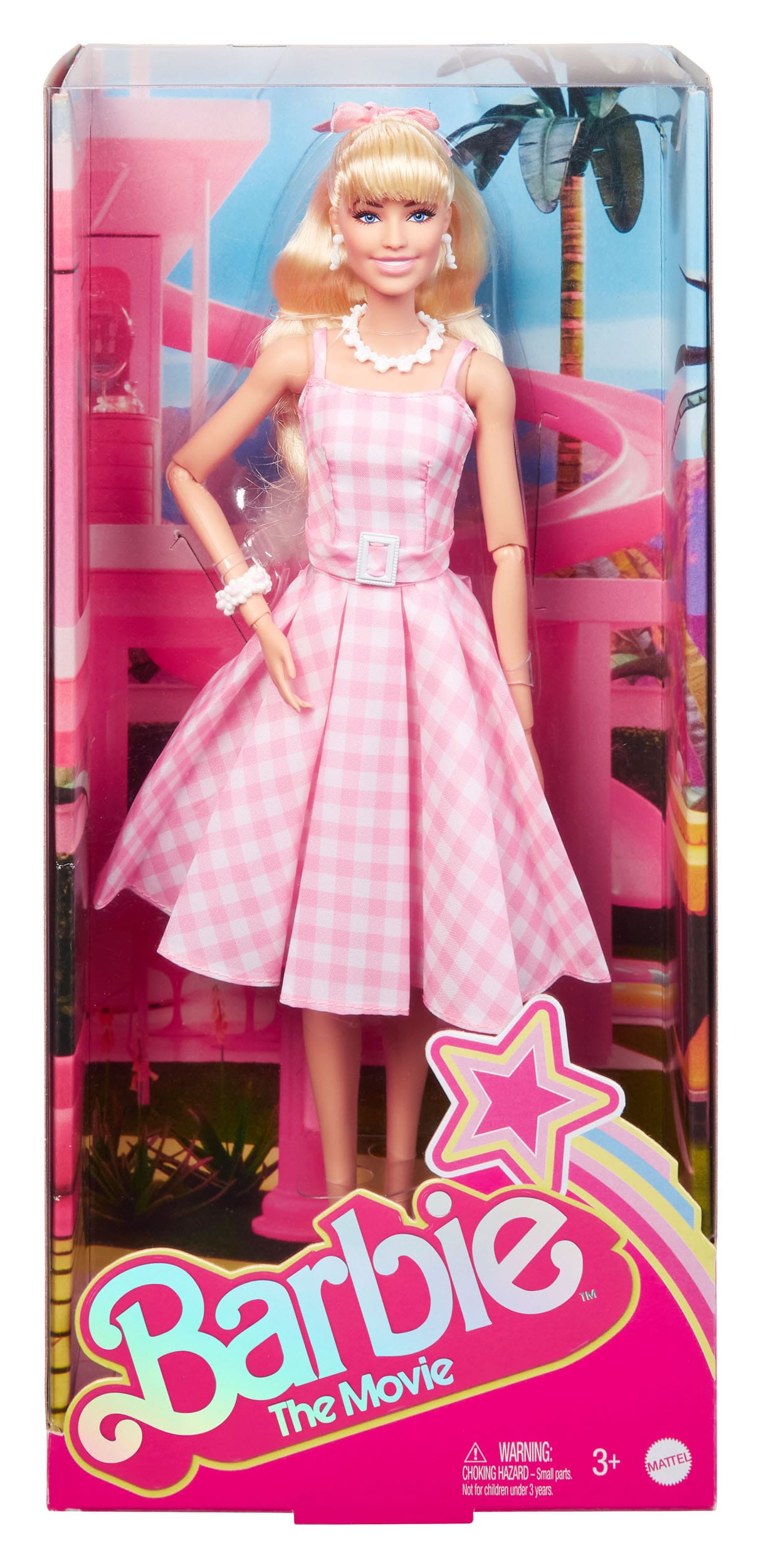 Margot Robbie as Barbie in a Charming Pink Gingham Dress from Barbie The Movie