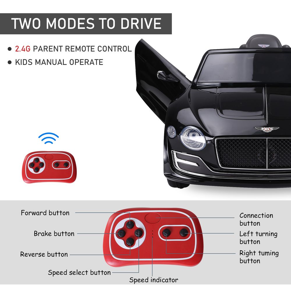 Black Electric Powered Ride - on Car for Kids in Bentley Style