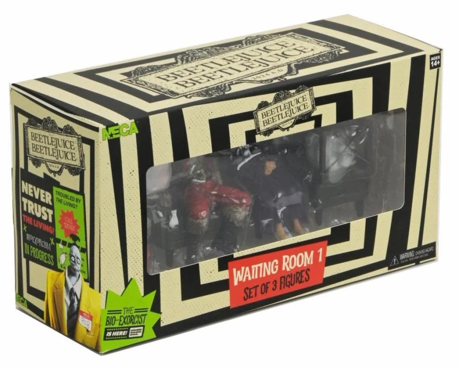 NECA 4-Piece Highly Detailed Beetlejuice Waiting Room Figure Set 2024