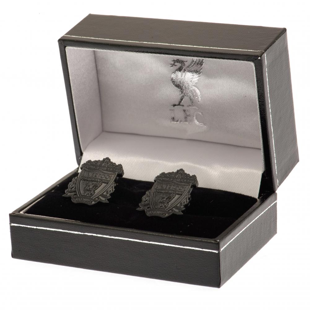 Liverpool Football Club Stainless Steel Black Crest Shaped Formal Cufflinks