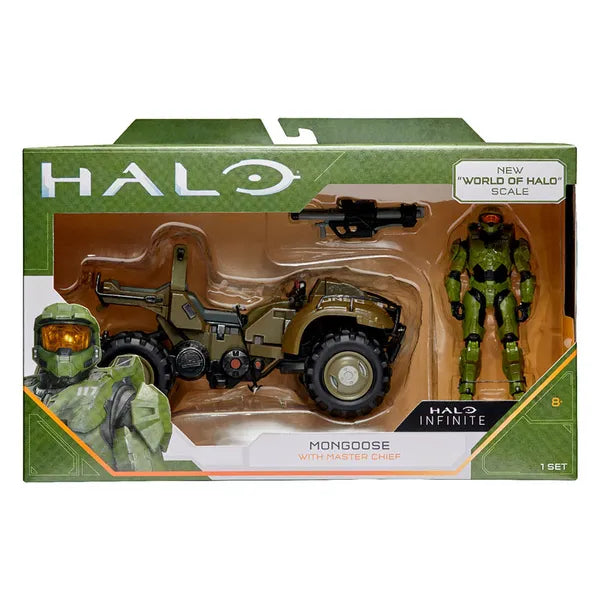 Halo Infinite Collectible Mongoose Vehicle and Master Chief Action Figure Set with Weapon Accessory