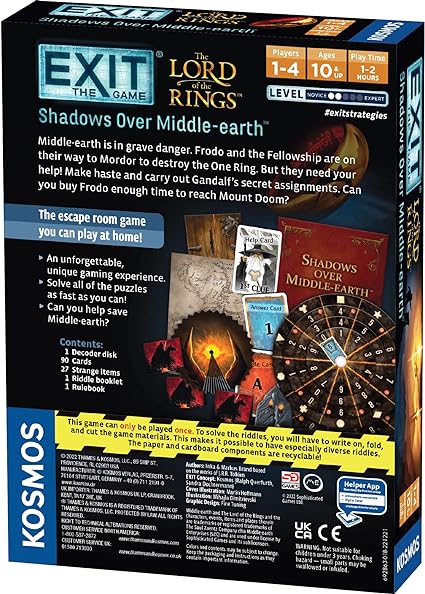 Lord of the Rings: Shadows Over Middle - Earth Exit Style Board Game