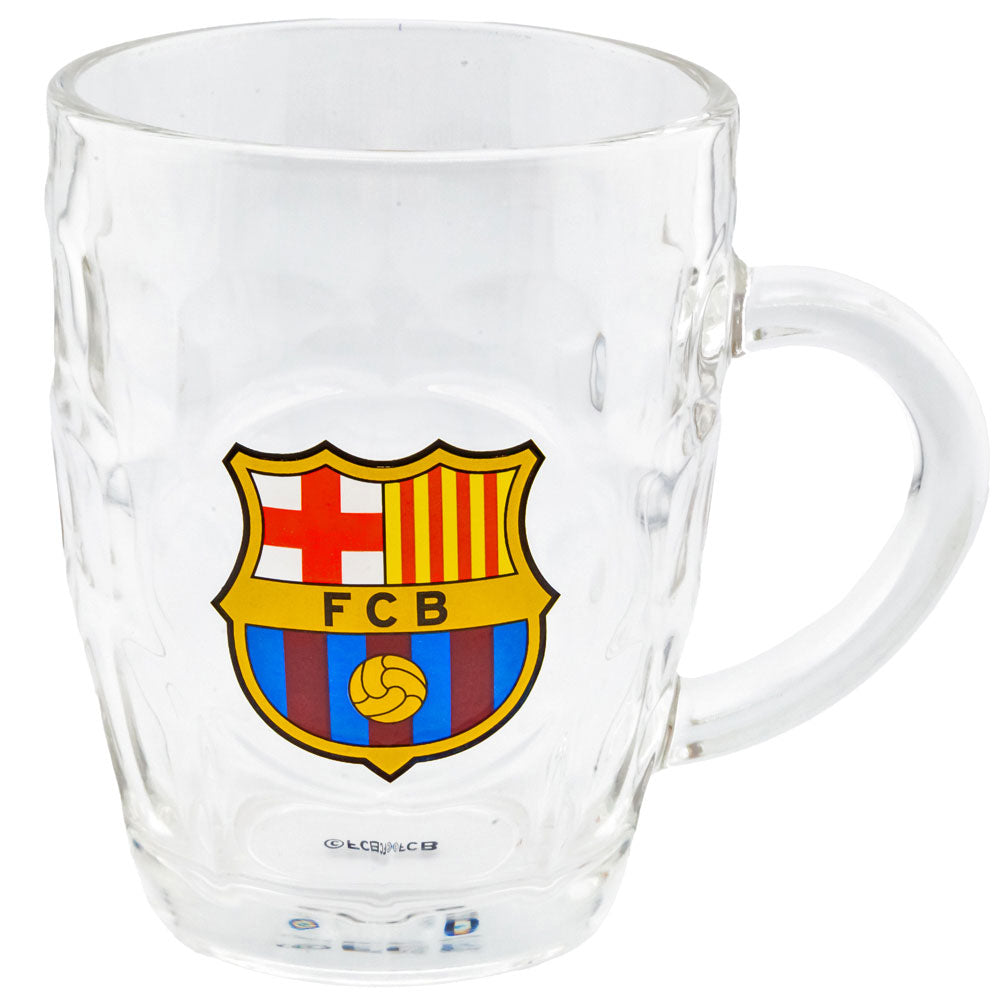 Full - Color FC Barcelona Dimple Design Glass Tankard for Fans