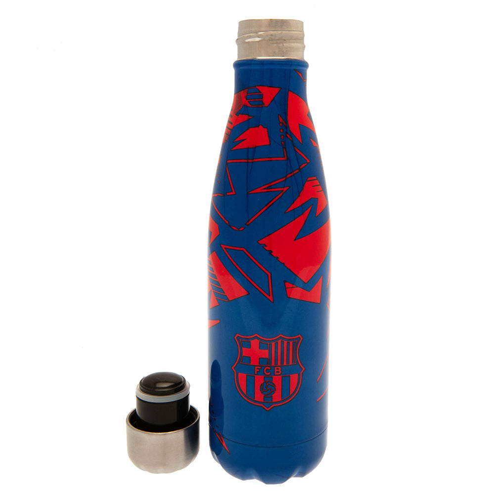 Blue FC Barcelona Flask with Red Fragment Pattern and Thermal Insulation