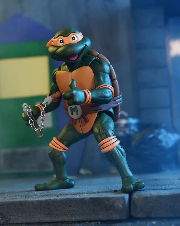 NECA Ultimate 7-Inch Action Figure of Teenage Mutant Ninja Turtles Cartoon Character Michaelangelo in VHS Style Packaging