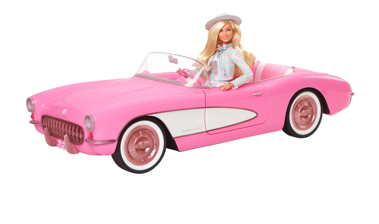 Collectible Barbie The Movie Inspired Pink Chevrolet Corvette Convertible Toy Car