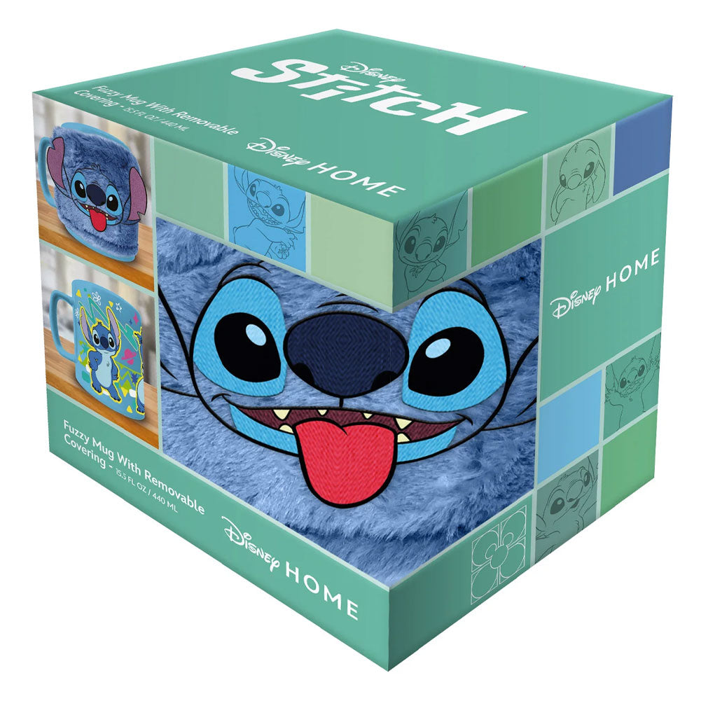Lilo & Stitch Fuzzy Blue Mug with Removable Fluffy Cover and Stitch Images