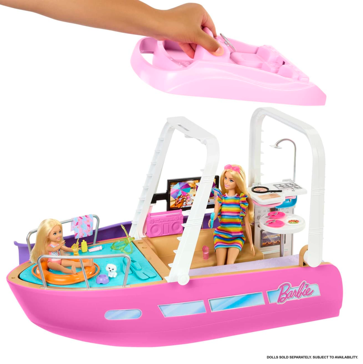 Barbie's 3 - Foot Wide Ocean - Themed Dream Boat Playset with 20+ Pieces