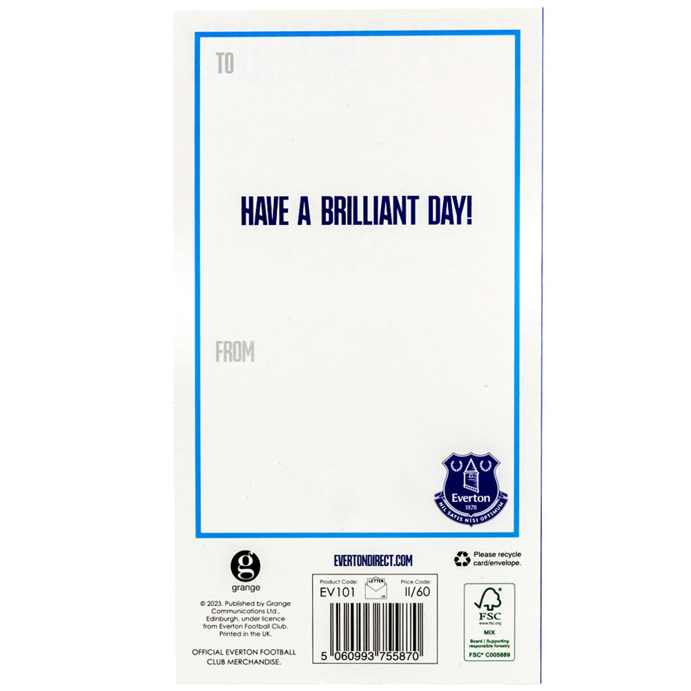 Colorful Glossy Everton FC Crest Fold-Out Birthday Card