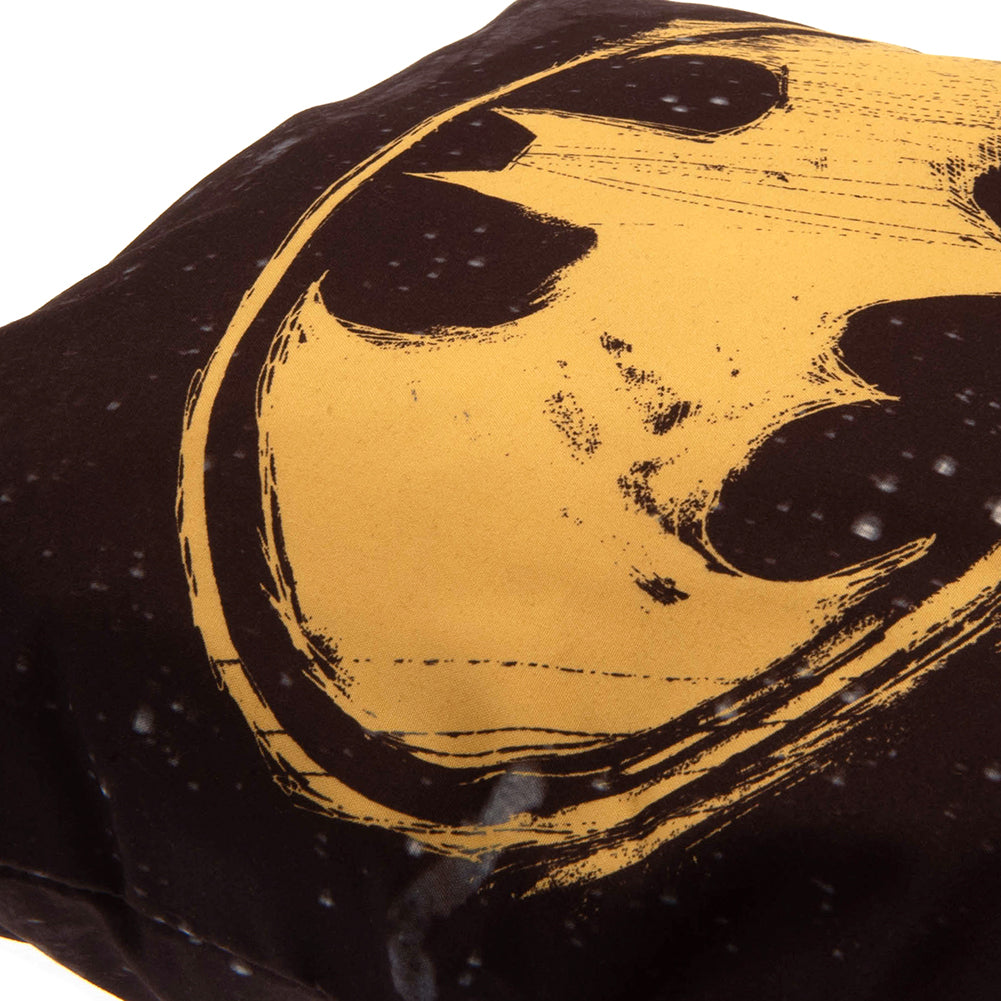 Distressed Batman Logo Black Polyester Square Cushion (40cm x 40cm)