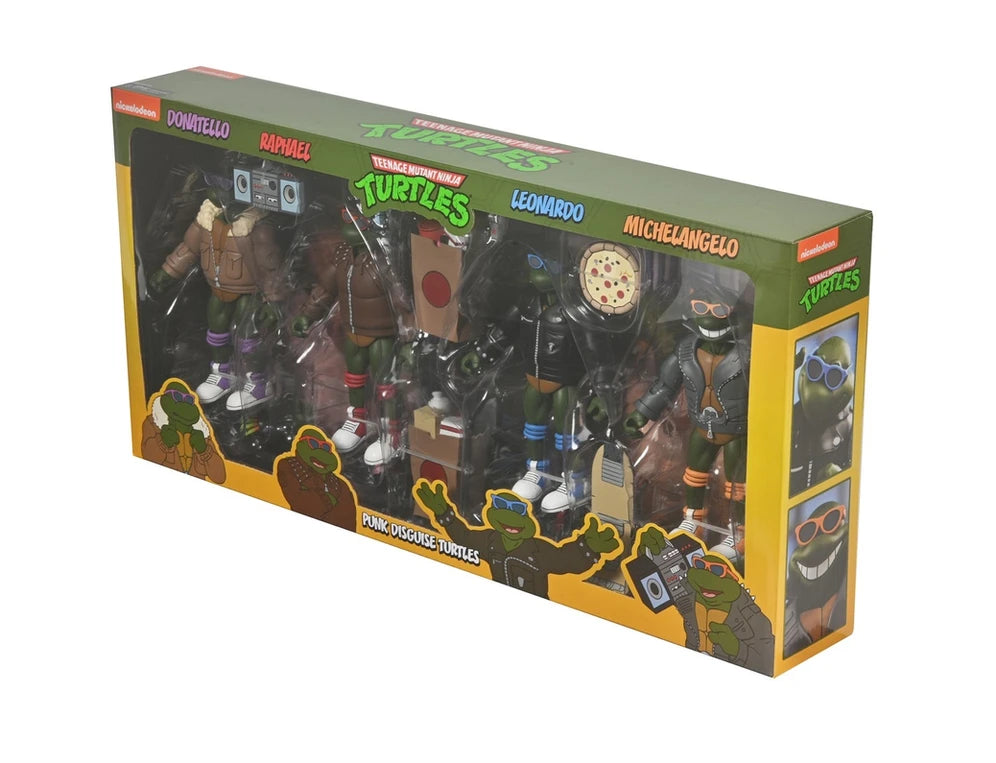 NECA Collectible 7-Inch Scale Teenage Mutant Ninja Turtles Cartoon Themed Punk Turtles Four-Pack Action Figures