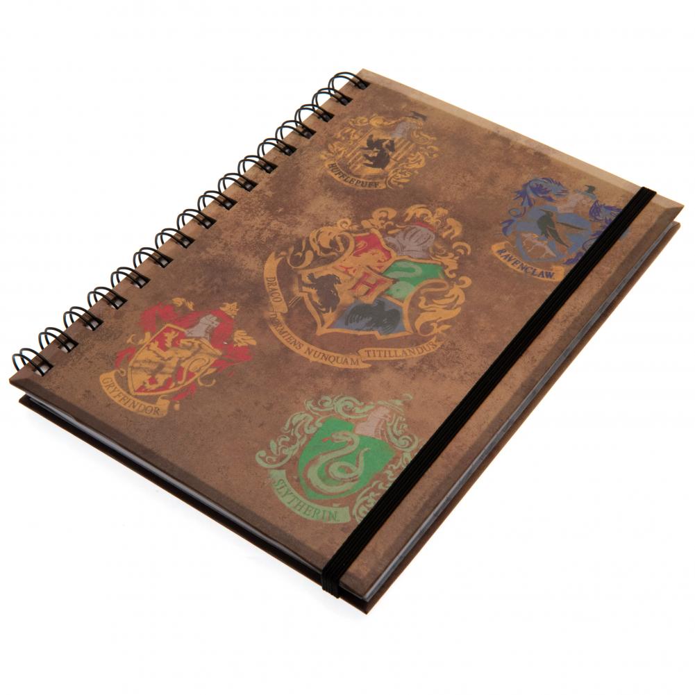A5 Spiral - Bound Hardback Harry Potter Notebook with House Crests