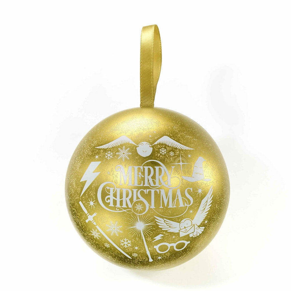 Golden Harry Potter Christmas Gift Bauble with Deathly Hallows Icon