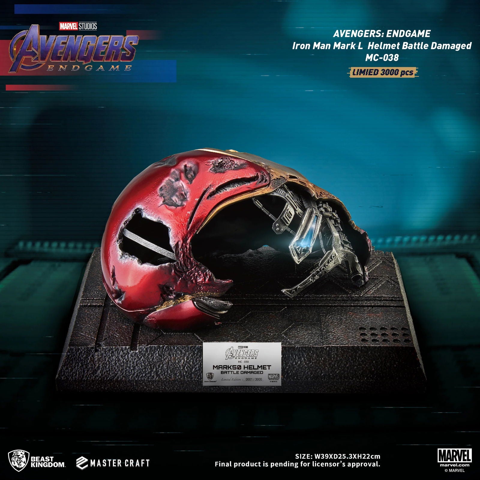 Beast Kingdom Limited Edition Master Craft Statue of Avengers Endgame Battle - Damaged Iron Man Mark - 50 Helmet