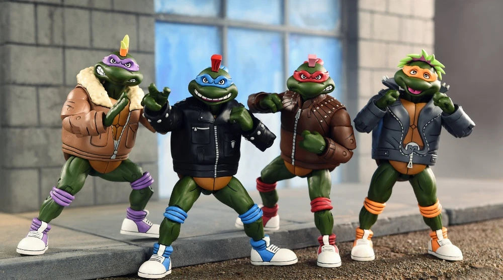 NECA Collectible 7-Inch Scale Teenage Mutant Ninja Turtles Cartoon Themed Punk Turtles Four-Pack Action Figures