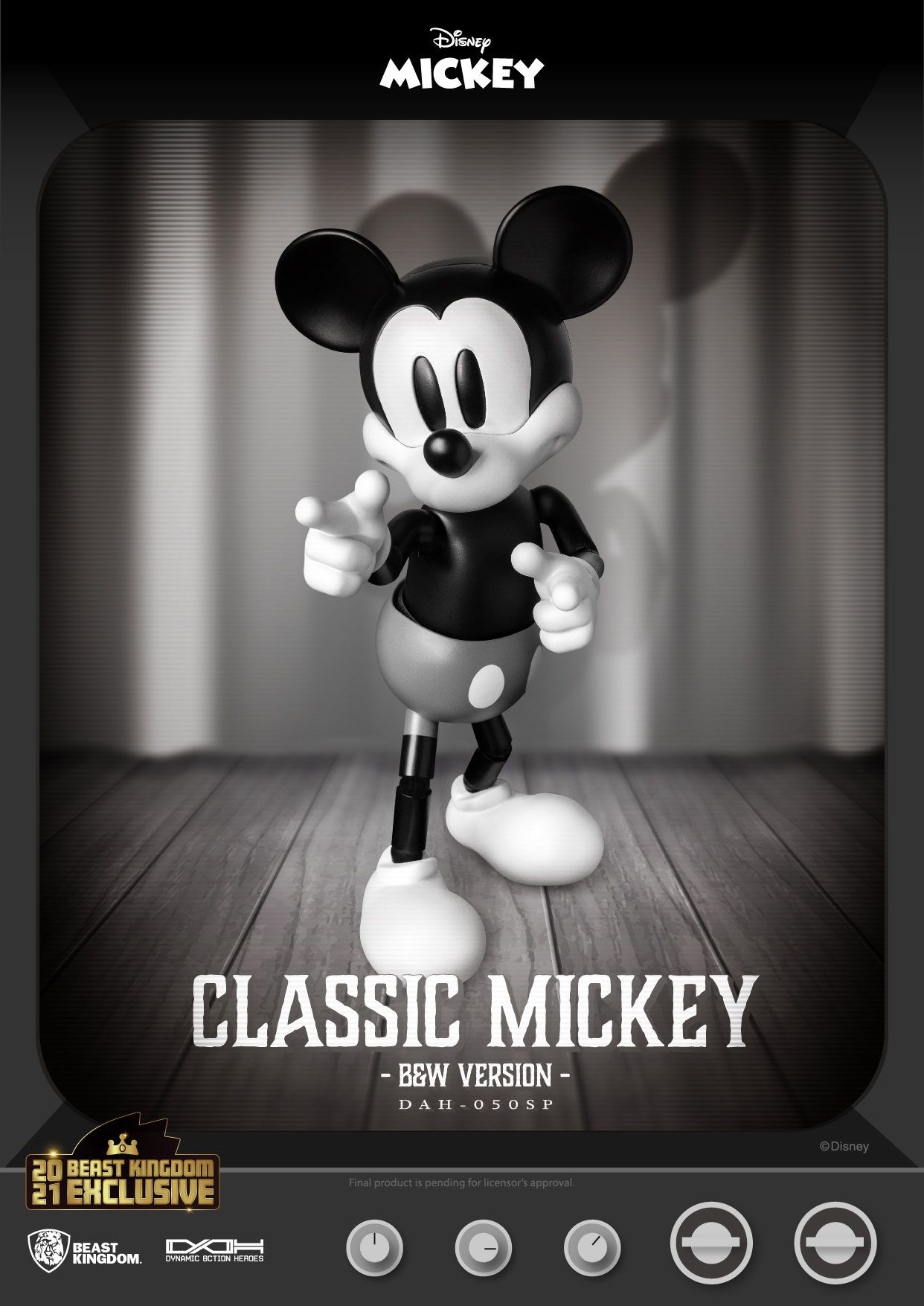Disney DAH Series 21cm Classic B&W Mickey Mouse Action Figure