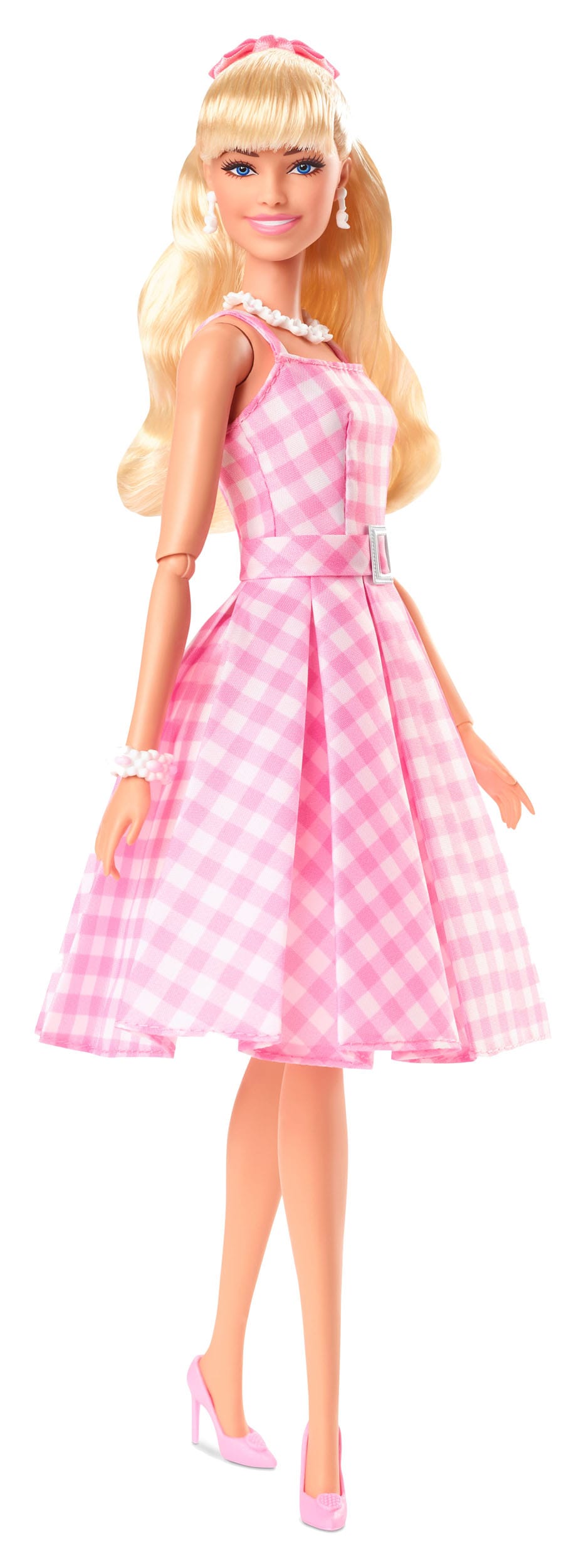 Margot Robbie as Barbie in a Charming Pink Gingham Dress from Barbie The Movie