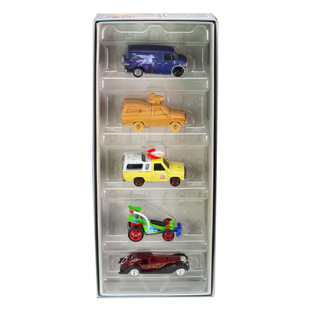 Disney 100th Anniversary Special Edition Hot Wheels Premium Die - cast 1/43 Scale Collectible Vehicles 5 - Piece Pack