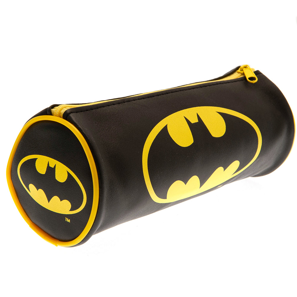 Batman-themed Cylindrical Zipped Pencil Case for Stationery Storage