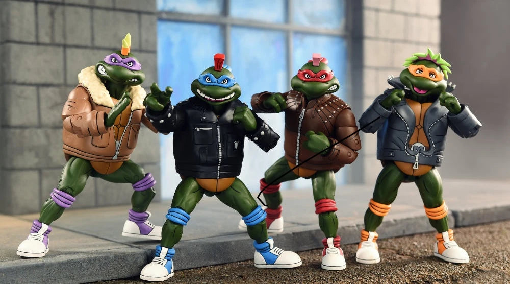NECA Collectible 7-Inch Scale Teenage Mutant Ninja Turtles Cartoon Themed Punk Turtles Four-Pack Action Figures
